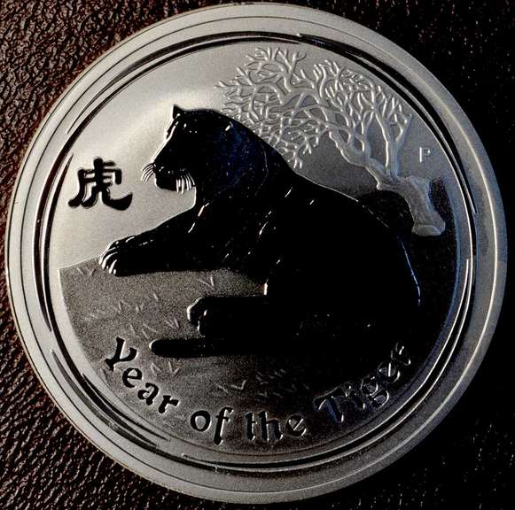 2010 Australia Year Of The Tiger 1oz Silver Dollar.
