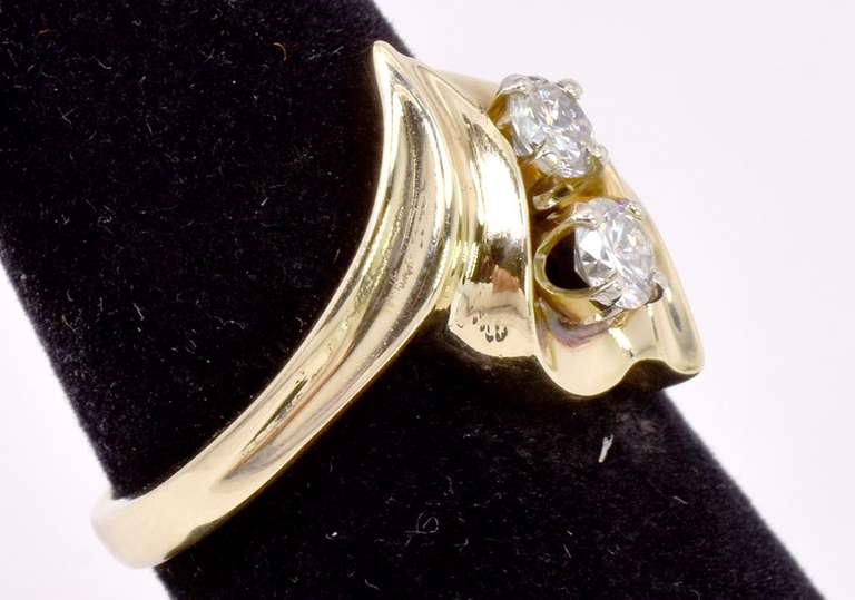 Dazzling Diamonds Set within A Fabulous Curve Design 14K Yellow Gold Ring