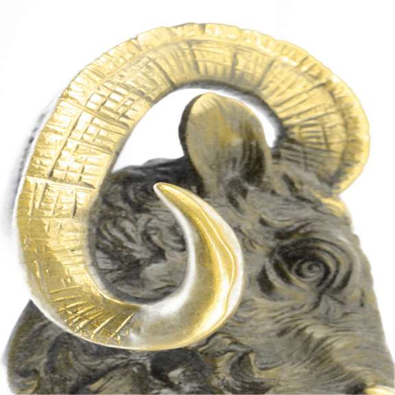 Mascot Ram Head Bronze Sculpture