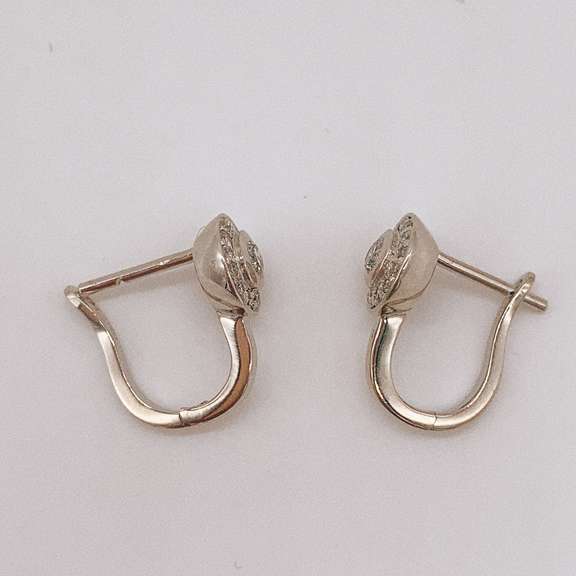 14kt Solid White Gold Diamond Earrings