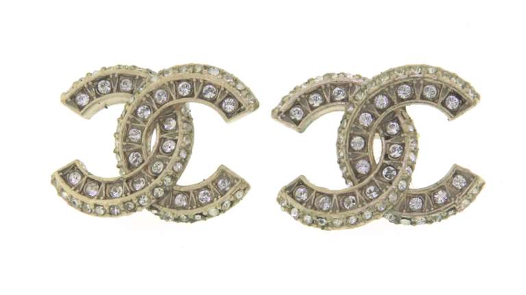 Chanel Strass CC Stud Earrings
