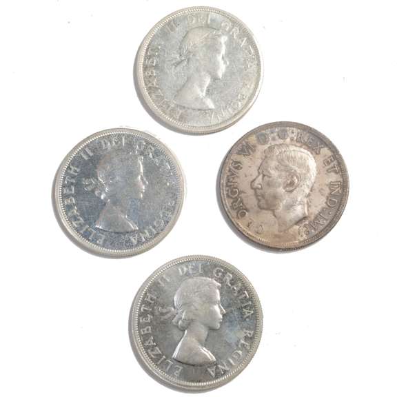 1958 1962 1963& 1939 Canadian Silver Dollars