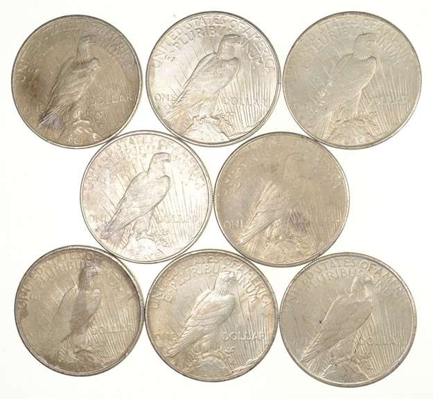 Lot (8) 1934-D Peace Silver Dollars