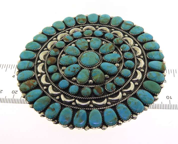 Signed Najavo Juliana Williams Turquoise Pin Pendant