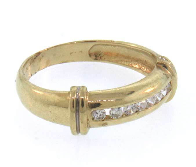 14k yellow gold diamond channel set band ring