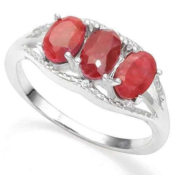 2.00 CT ENHANCED GENUINE RUBY & DIAMOND 925 STERLING SILVER RING