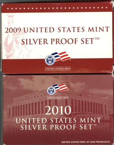 2 Silver US Proof Sets: 2009 & 2010. Box/CoA!