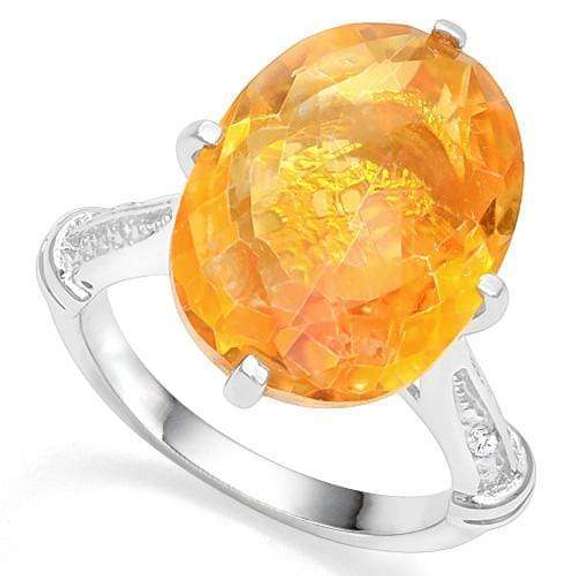 11.00 CT AZOTIC TOPAZ & DIAMOND 18K GOLD PLATED RING