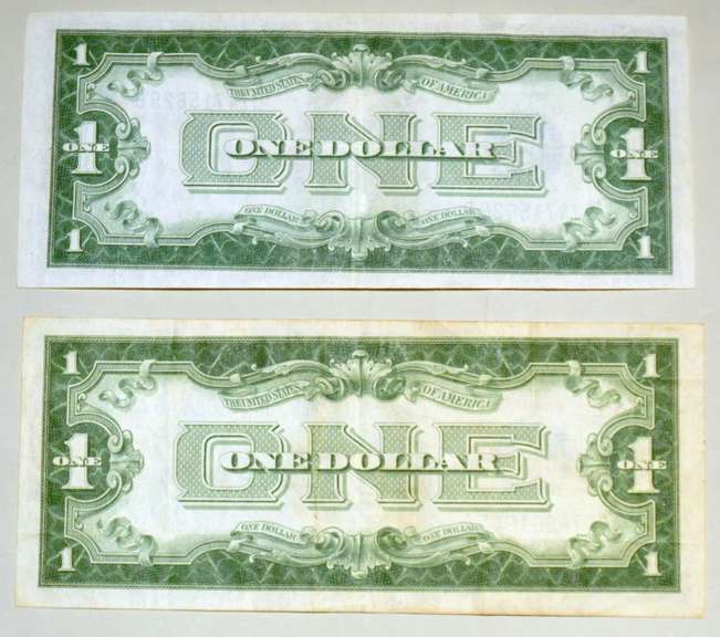 Almost Near Unc 1928 &1928 B $ 1 Funny Back Silver Certificatesr