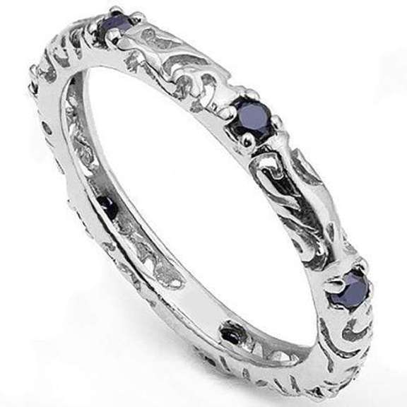 2/5 CT SAPPHIRE 925 STERLING SILVER ETERNITY RING