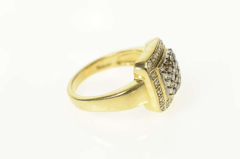 14K Yellow Gold 0.39 Ctw Fancy & White Diamond Halo Statement Ring