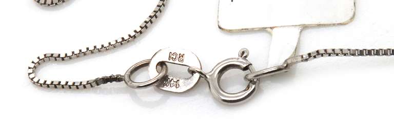 14K WHITE GOLD DIAMOND CHARM AND CHAIN