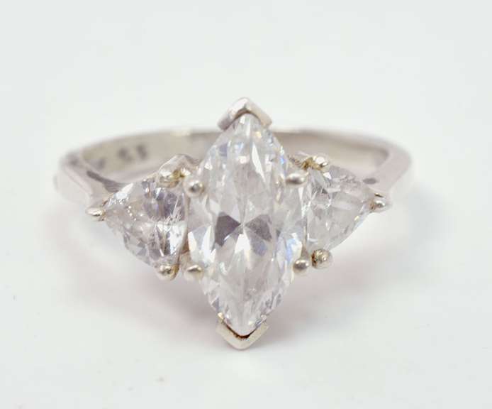 Bright Crystals Set in Sterling Silver Ring
