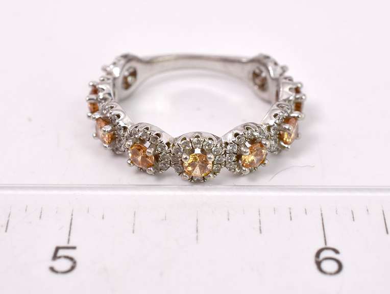 Flashy Crystals Set in Sterling Silver Ladies Ring