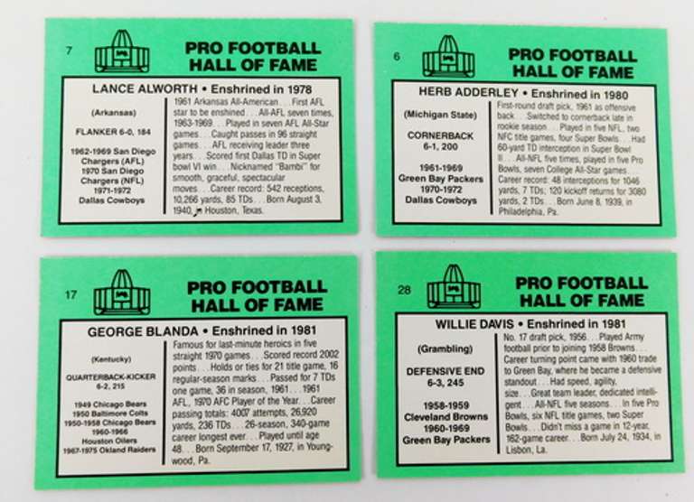 4 Football Immortals Football Cards