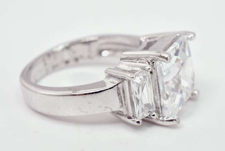 Wonderful Scissor Cut Crystals Set in Sterling Silver Ring