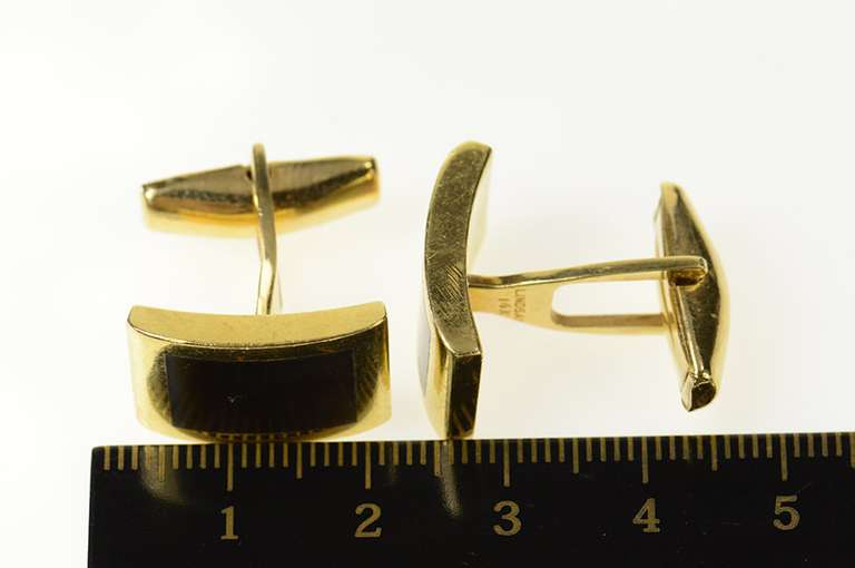 14K Yellow Gold Abalone Inlay Retro Squared Cuff Links