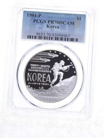 PR70 DCAM 1991-P Korean War Memorial Commemorative Dollar Graded PCGS
