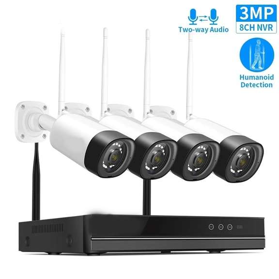 8CH 3MP 1536P Wireless CCTV Security System NVR Kit