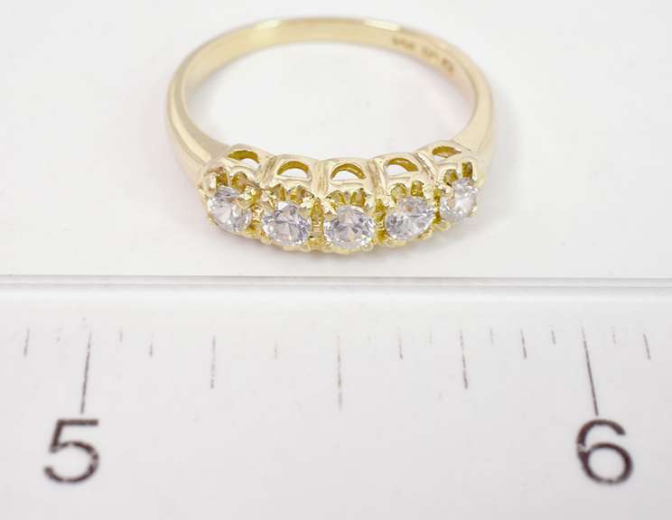 Sparkling 14K Yellow Gold Ring with Mounted CZ Crystals