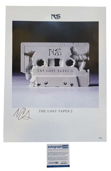 Nas Autographed Lost Tapes II 18x24 Photo Poster ACOA