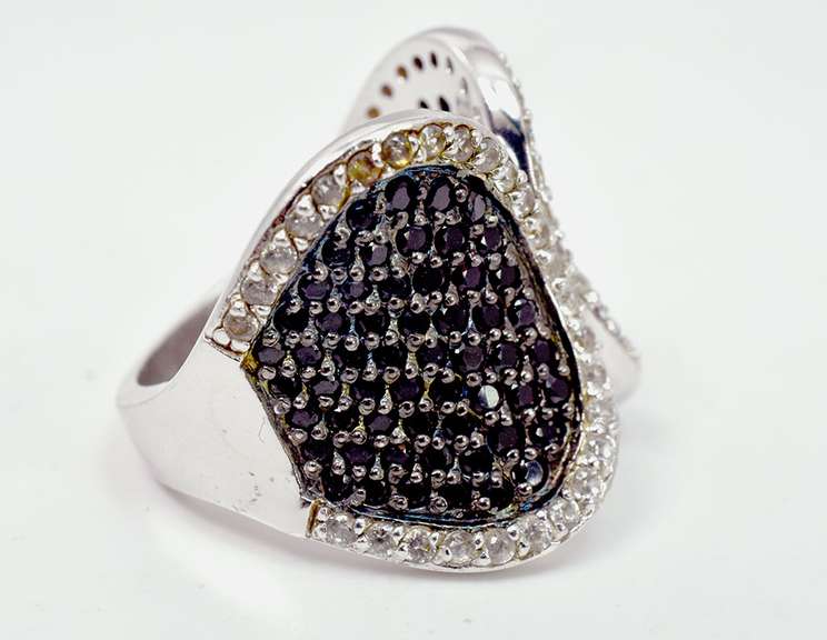 Wrap Style Ring with Crystal Accents in Sterling Silver