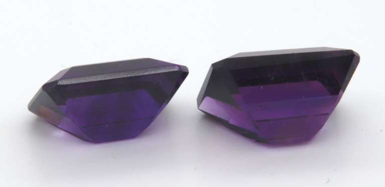 Charming Pair of Emerald Cut Amethyst Gemstones, 32.36cts