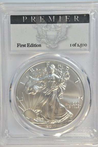 2017-W Burnished $1 Eagle. PCGS SP70 1 of 2500 Premier 1st Ed