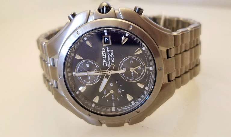 Seiko Men's Titanium Alarm Chronograph Watch New with Tag