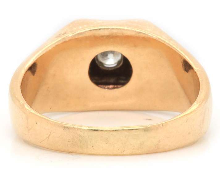 MENS 14K GOLD AND DIAMOND RING