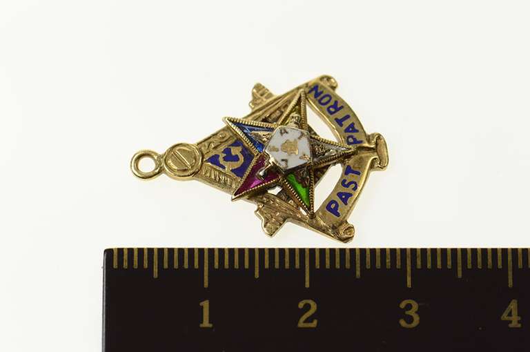 14K Yellow Gold Order of Eastern Star Past Patron Enamel Charm/Pendant