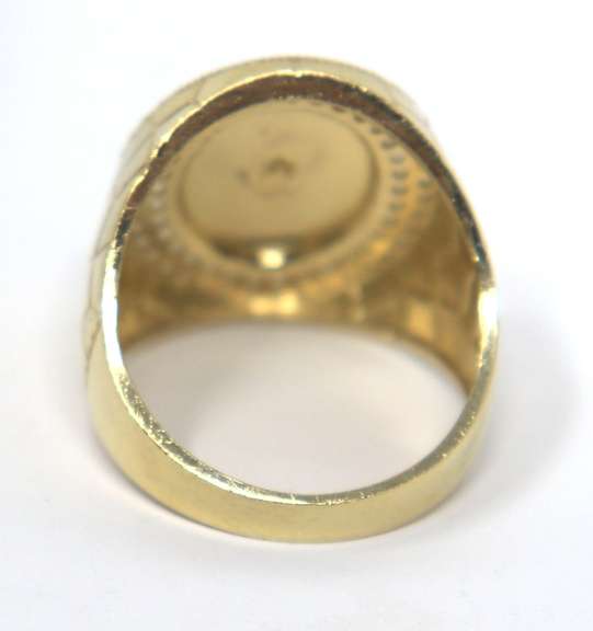 Men's Yellow Gold Saint Jude Ring with Cubic Zirconia
