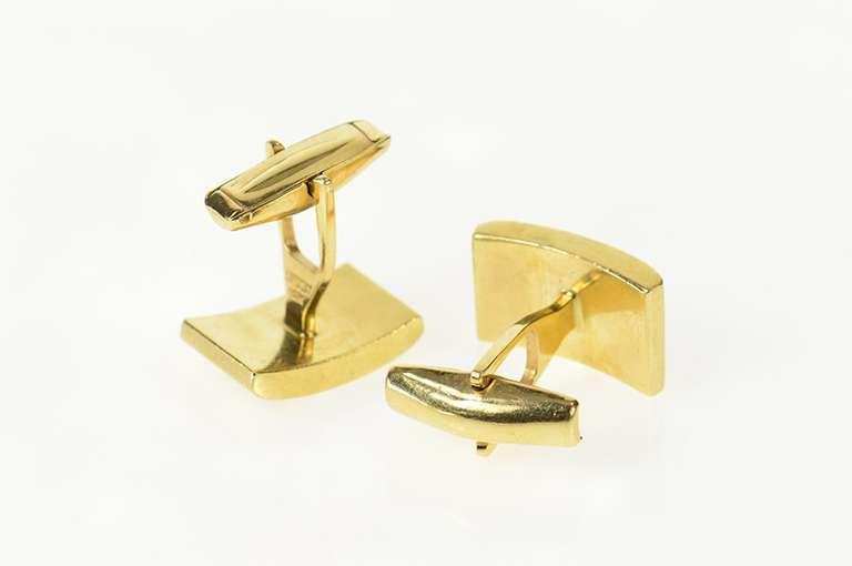 14K Yellow Gold Abalone Inlay Retro Squared Cuff Links