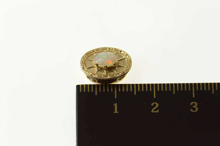 10K Yellow Gold Ornate Natural Opal Slide Bracelet Charm/Pendant