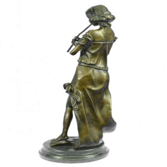Female Flute Player Bronze Sculpture