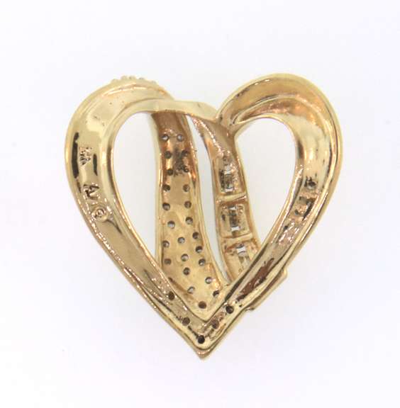 14k yellow gold diamond heart pendant