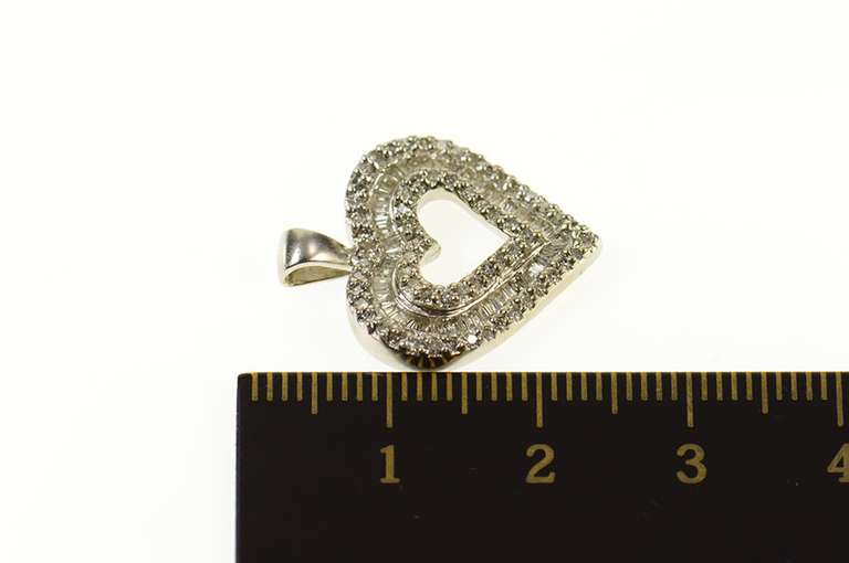14K White Gold Diamond Encrusted Heart Love Symbol Pendant