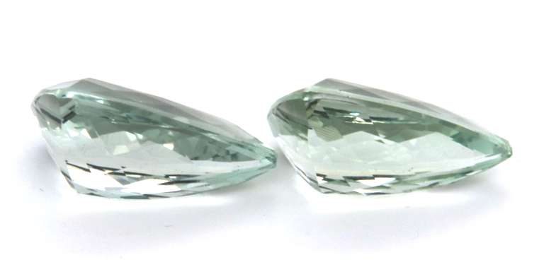 Pair of Trillion Cut Green Amethyst Gemstones, 25.45ct