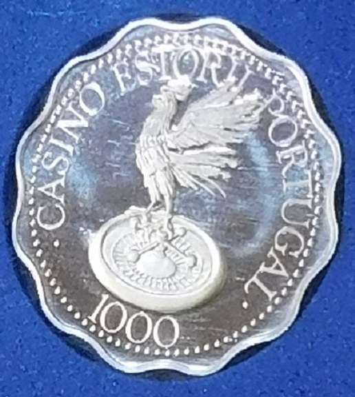Franklin Mint: Sterling Sil Casino Chip, GEM Cameo PRF - 1000 ????, Portugal