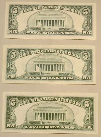 3 Star $ 5 FRN  1963 A 1969 A And 1974