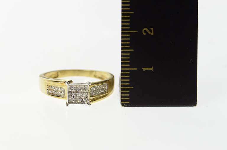10K Yellow Gold 0.20 Ctw Squared Diamond Cluster Promise Ring