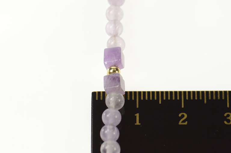 14K Yellow Gold Rose Quartz Amethyst Beaded Statement Bracelet