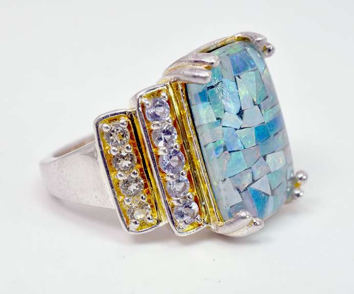 Unique Mosaic Sterling Silver Ring