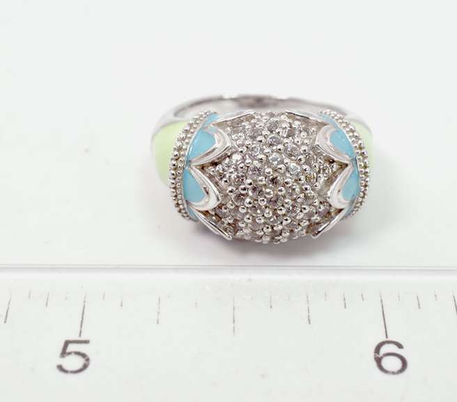 Gorgeous Multi-Color Enamel Ring with Crystals