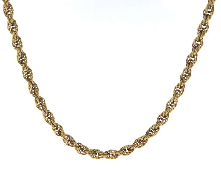 Popular Yellow Gold Rope Chain Neclace