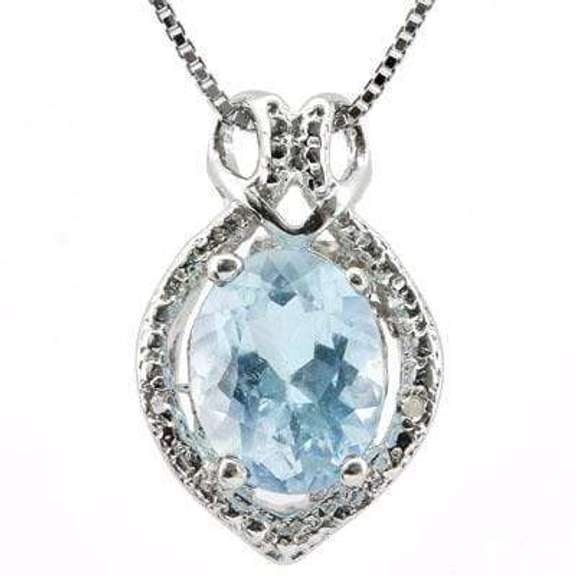 2.05 CT BABY SWISS BLUE TOPAZ & DIAMOND 925 STERLING SILVER PENDANT