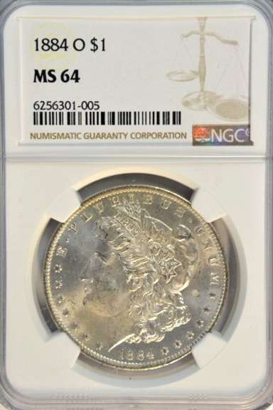 Basically Gem BU 1884-O Morgan Silver Dollar. NGC MS64