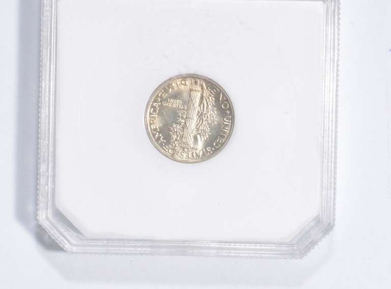 MS65 1919-D Mercury Silver Dime - Full Bands - Graded PCI