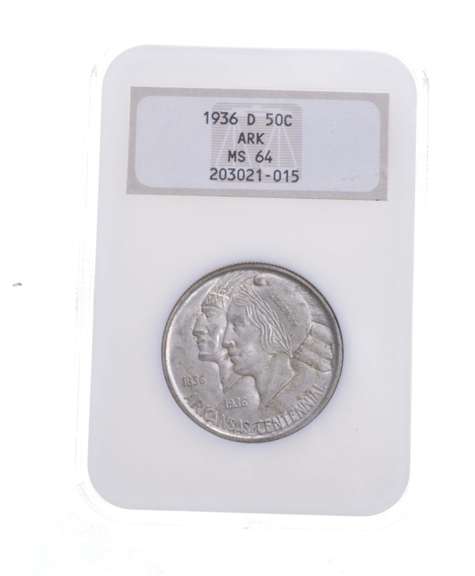 MS64 1936-D Arkansas Centennial Commemorative Half Dollar Graded NGC