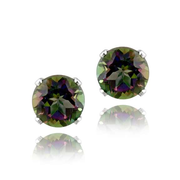 Sterling Silver  Green Mystic Topaz Stud Earring